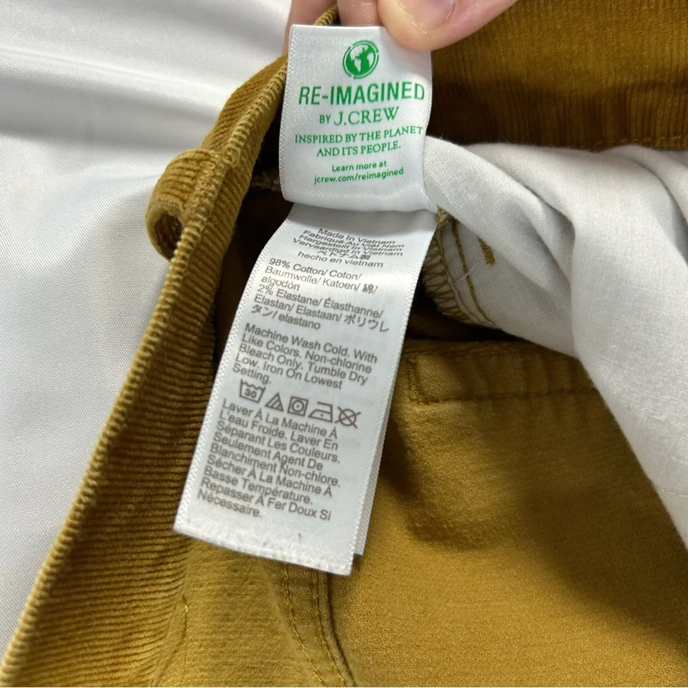 J.‎ Crew Women’s Golden Mustard Corduroy Flat Front Pants, size 30